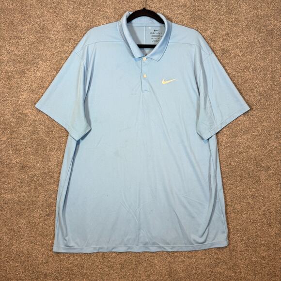 Nike Shirt Mens 2XL XXL Blue Golf Polo Shirt Standard Fit Performance Stretch - Picture 1 of 9